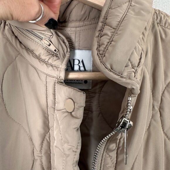 Zara Women Water-Repellent Puffer Jacket Short Coat ZW Cream Size Medium - Picture 7 of 12